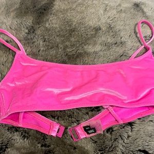TRIANGL HOT PINK VELVET BIKINI TOP SZ S